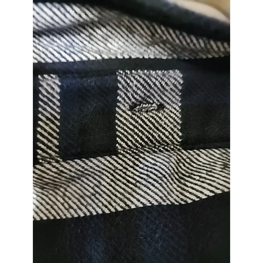 American Eagle Shacket Mens XXL Blue Black Plaid‎ Flannel Button Up Shirt READ